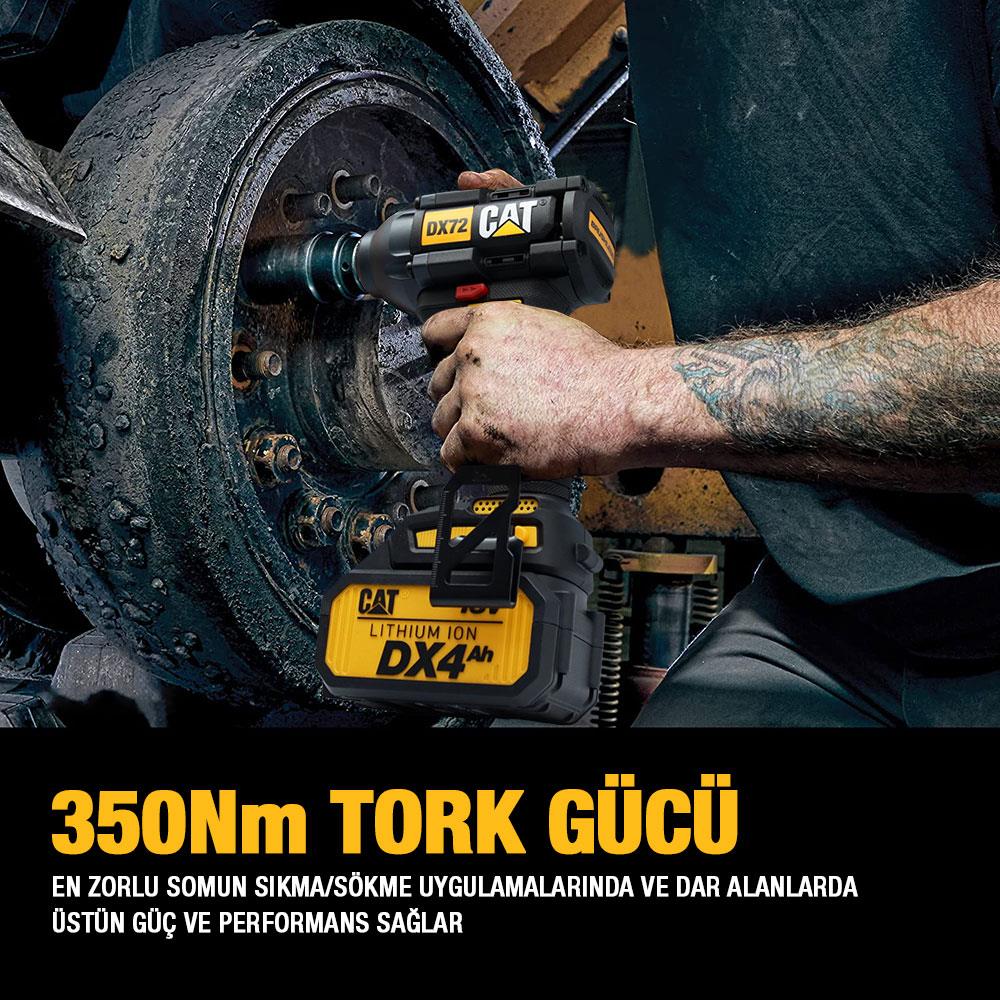 CAT DX72 18Volt/4.0Ah Li-ion Çift Akülü Şarjlı 350Nm Kömürsüz Profesyonel Somun Sıkma ne işe yarar