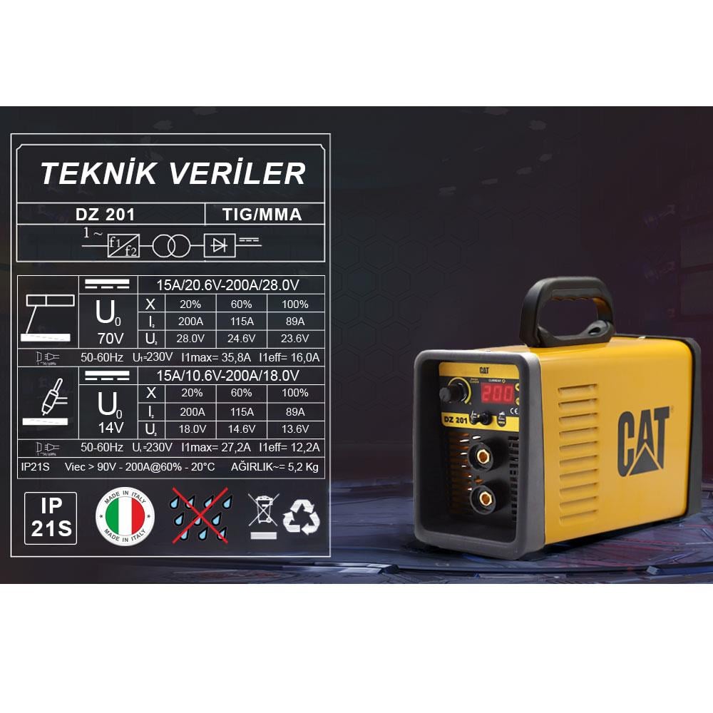 CAT DZ201T 200 Amper TIG LIFT/MMA Çanta Tipi Profesyonel Dijital İnverter Kaynak Makinesi + CAT DX37 Avuç Taşlama nereden bulurum