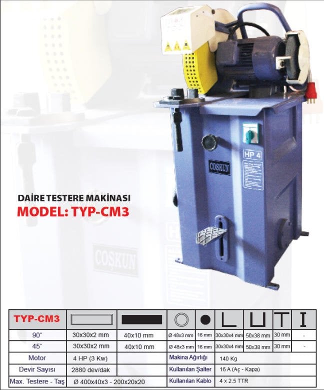COŞKUN CM-3 Profil Kesme Makinası 4 Hp ne işe yarar