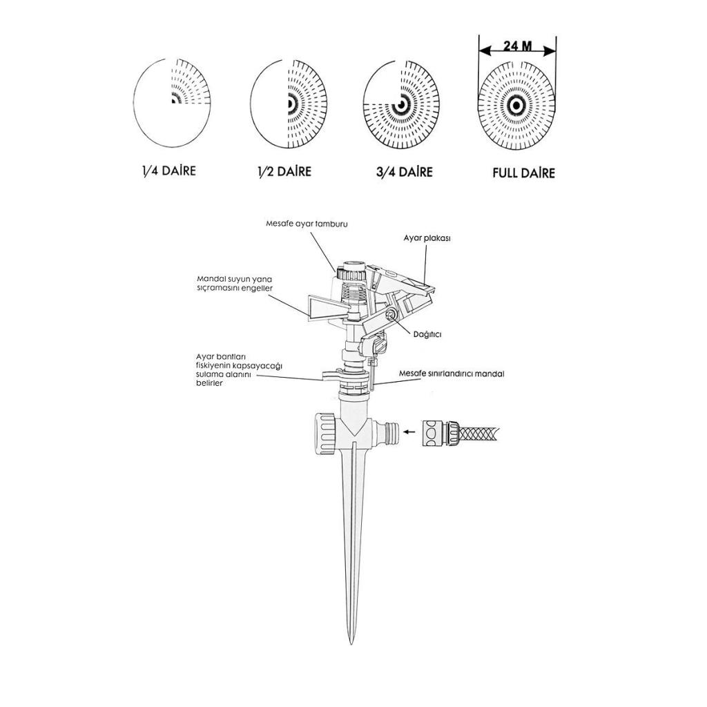 Daye DY1013Z Duraklamalı Fıskiye Metal Ayaklı nasıl kullanılır