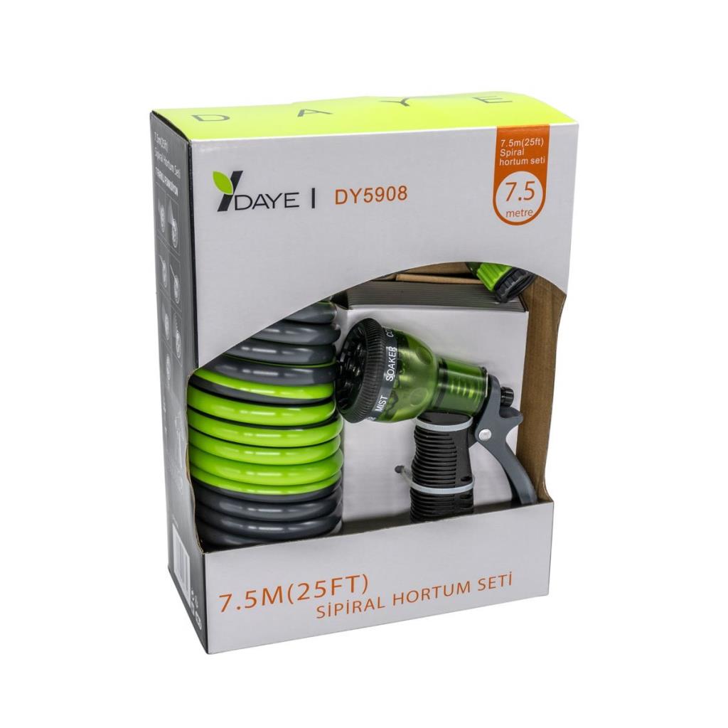 DAYE DY5908 Spiral Bahçe Sulama Hortum Seti 7,5 mt nasıl kullanılır