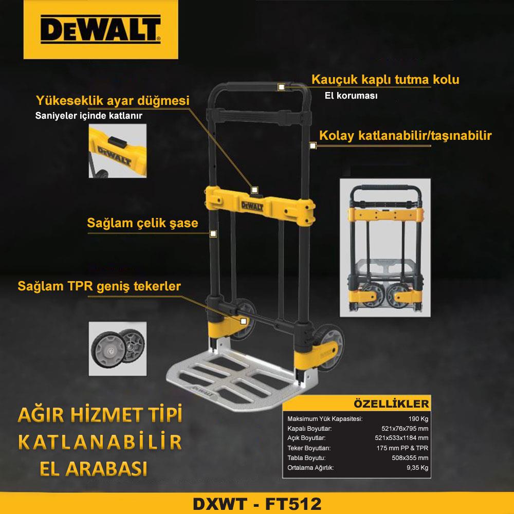 DEWALT DWT512 190Kg Profesyonel Katlanır El Arabası ne işe yarar