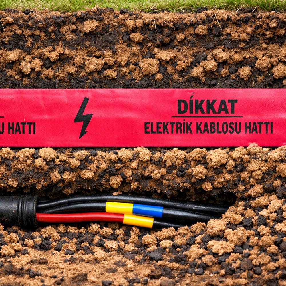 Elektrik Kablosu Hattı Emniyet Şeridi İkaz Bandı Kırmızı 15cm 250mt ne işe yarar