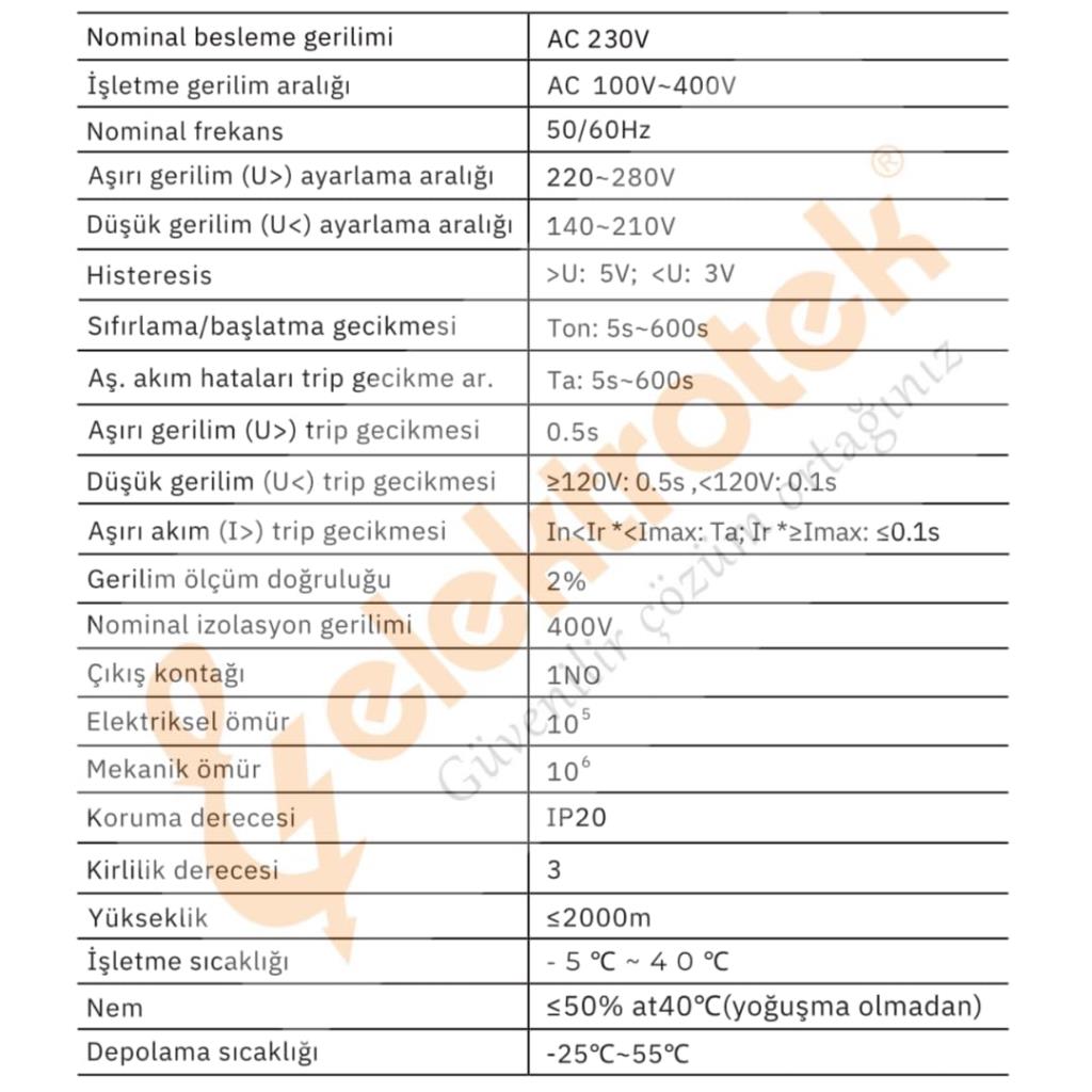 ELEKTROTEK Monofaze Gerilim ve Akım Koruyucu Dijital Röle-Otomat 220 Volt 63A ne işe yarar
