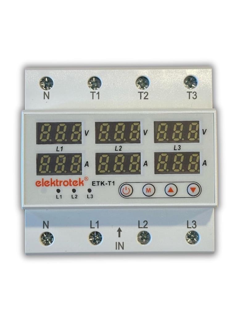 ELEKTROTEK Trifaze Gerilim ve Akım Koruyucu Dijital Röle-Otomat 220 Volt 63A fiyatı