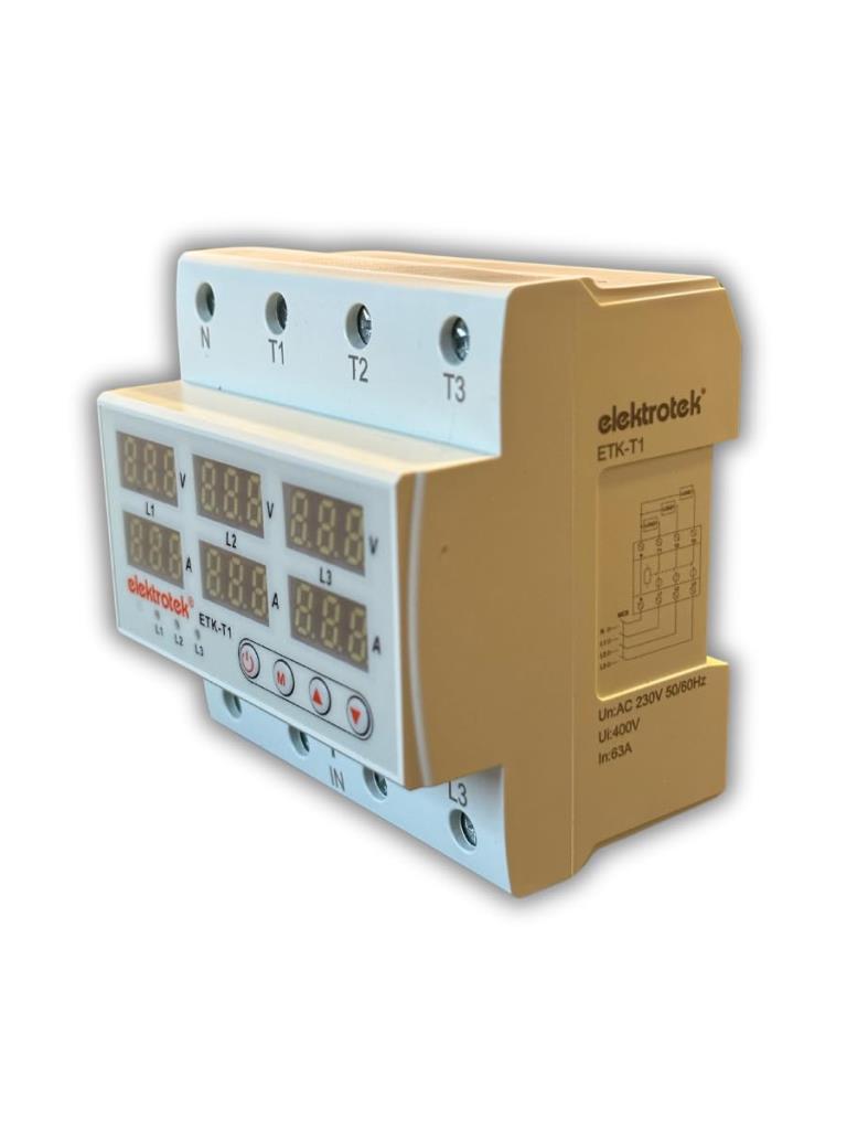 ELEKTROTEK Trifaze Gerilim ve Akım Koruyucu Dijital Röle-Otomat 220 Volt 63A nasıl kullanılır