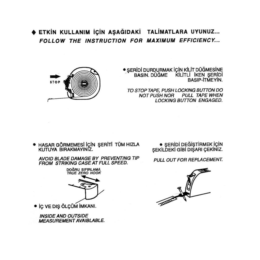 İzeltaş 0588526002 Euro Plastik Stoplu Şerit Metre 2 mt ne işe yarar