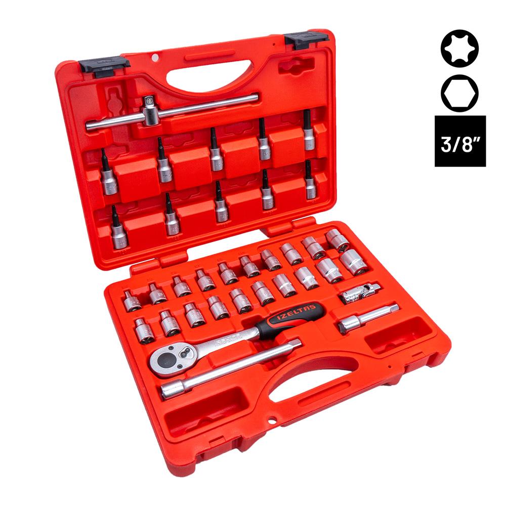İzeltaş 3/8'' 6 Köşe Lokma Anahtar ve Lokmalı Allen Set 35 Parça fiyatı