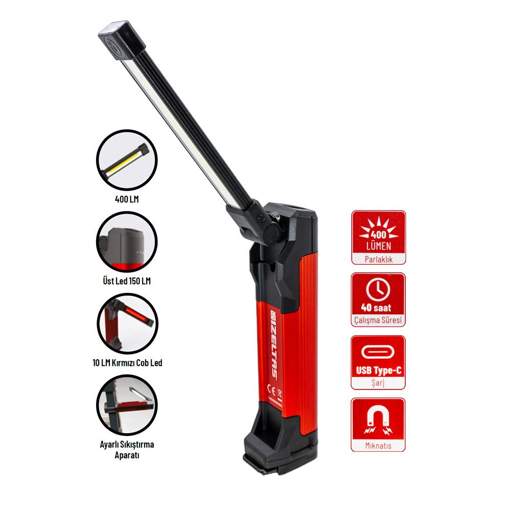 İzeltaş COB LED Şarjlı Katlanır Çalışma Lambası 400 lm fiyatı