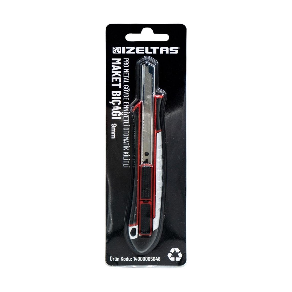 İzeltaş Pro Metal Gövde Emniyetli Oto.Kilitli Dar Maket Bıçağı 9 mm fiyatı