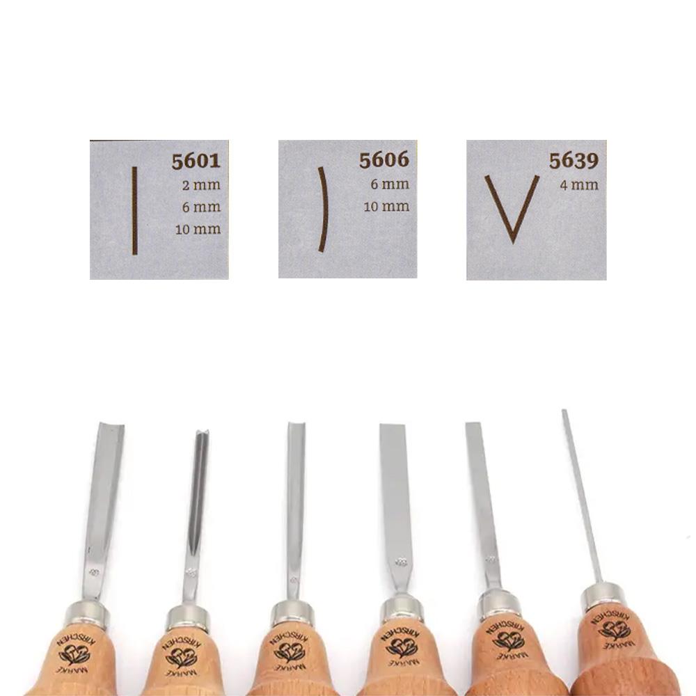 Kirschen 5696000 Ahşap Oyma Iskarpela Seti Avuç İçi Armut Saplı 6 Parça ne işe yarar