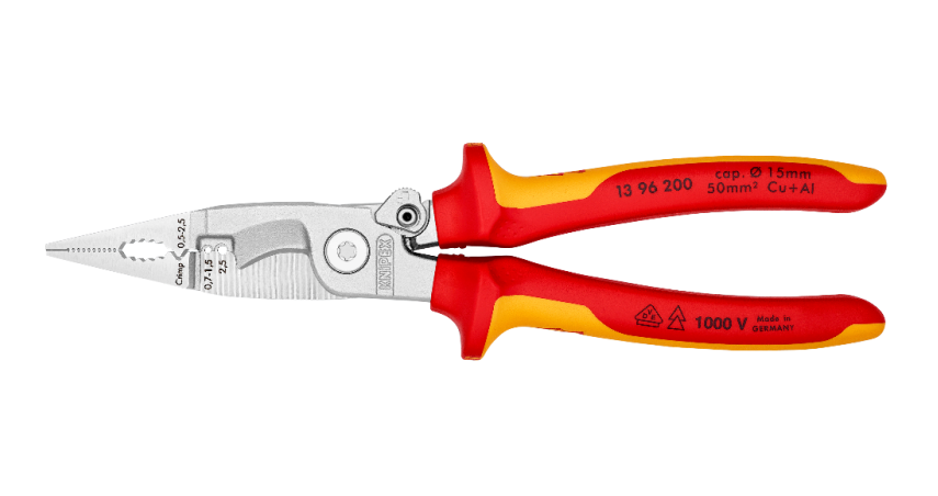 KNIPEX VDE 1000 Volt Çok Fonksiyonlı Elektrikçi Pensesi Yaylı 200 mm (1396200) fiyatı