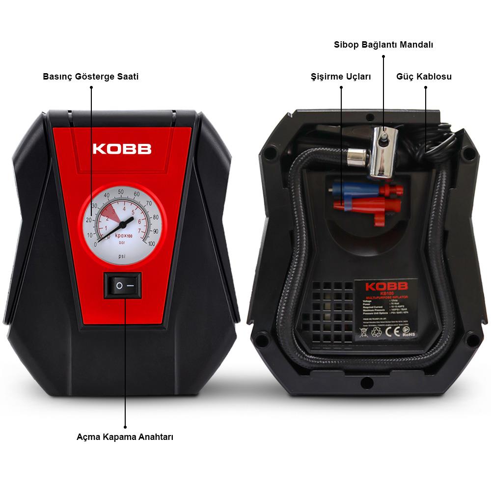 KOBB KB100 12Volt 100 PSI Analog Göstergeli Hava Lastik Şişirme Pompası nasıl kullanılır