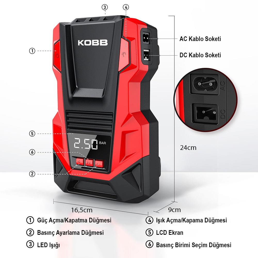 KOBB KB220 12Volt/220Volt 150 PSI Dijital Basınç Göstergeli Lastik Şişirme Pompası nasıl kullanılır