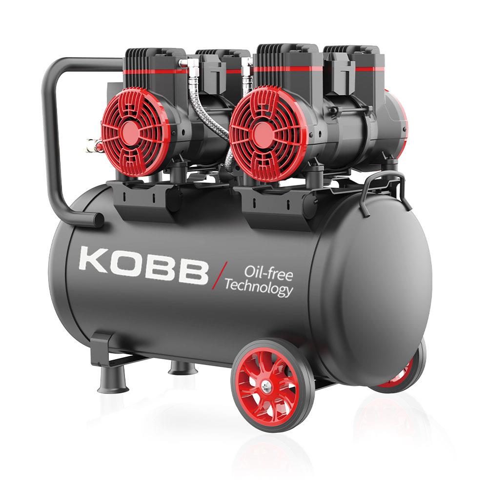 KOBB KBK50S2 4.0HP 50Lt 8Bar Çift Motorlu Yağsız Sessiz Taşınabilir Hava Kompresörü fiyatı