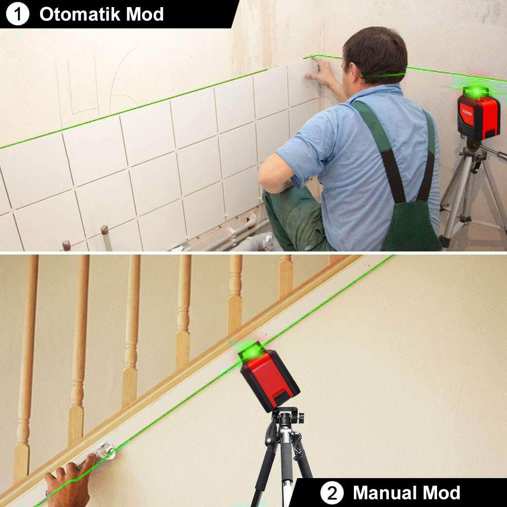 KOBB KBL30GTP 25 Metre Profesyonel Yatay 360° ve Dikey Otomatik Hizalamalı Yeşil Çapraz Çizgi Lazer Distomat + Tripod ne işe yarar