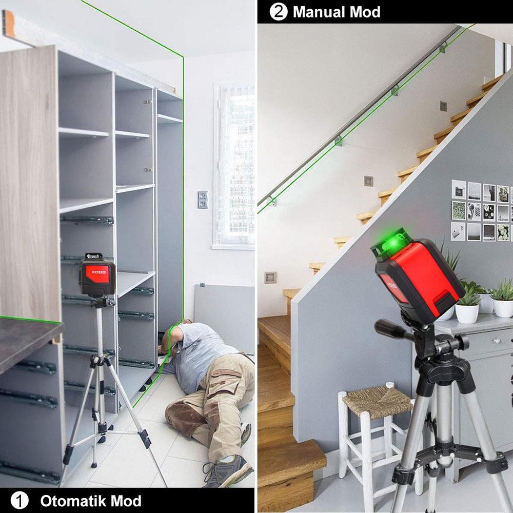 KOBB KBL30GTP 25 Metre Profesyonel Yatay 360° ve Dikey Otomatik Hizalamalı Yeşil Çapraz Çizgi Lazer Distomat + Tripod ne işe yarar