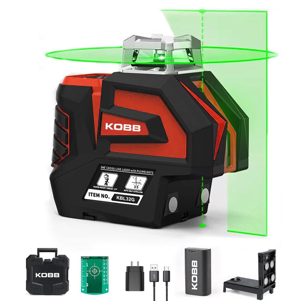 KOBB KBL32G Profesyonel Li-ion Yatay 360° ve Dikey Otomatik Hizalamalı Yeşil Nokta Şakül ve Yeşil Çapraz Çizgi Lazer fiyatı