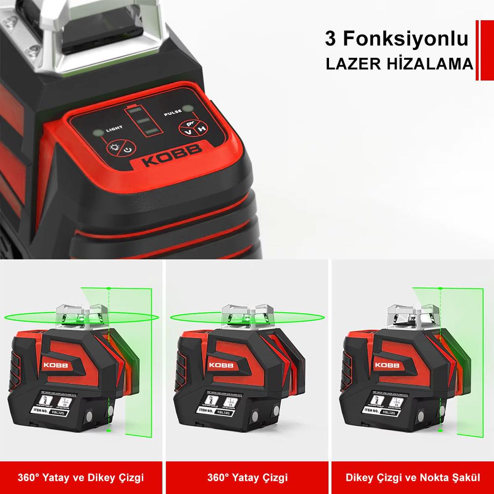 KOBB KBL32G Profesyonel Li-ion Yatay 360° ve Dikey Otomatik Hizalamalı Yeşil Nokta Şakül ve Yeşil Çapraz Çizgi Lazer nereden bulurum