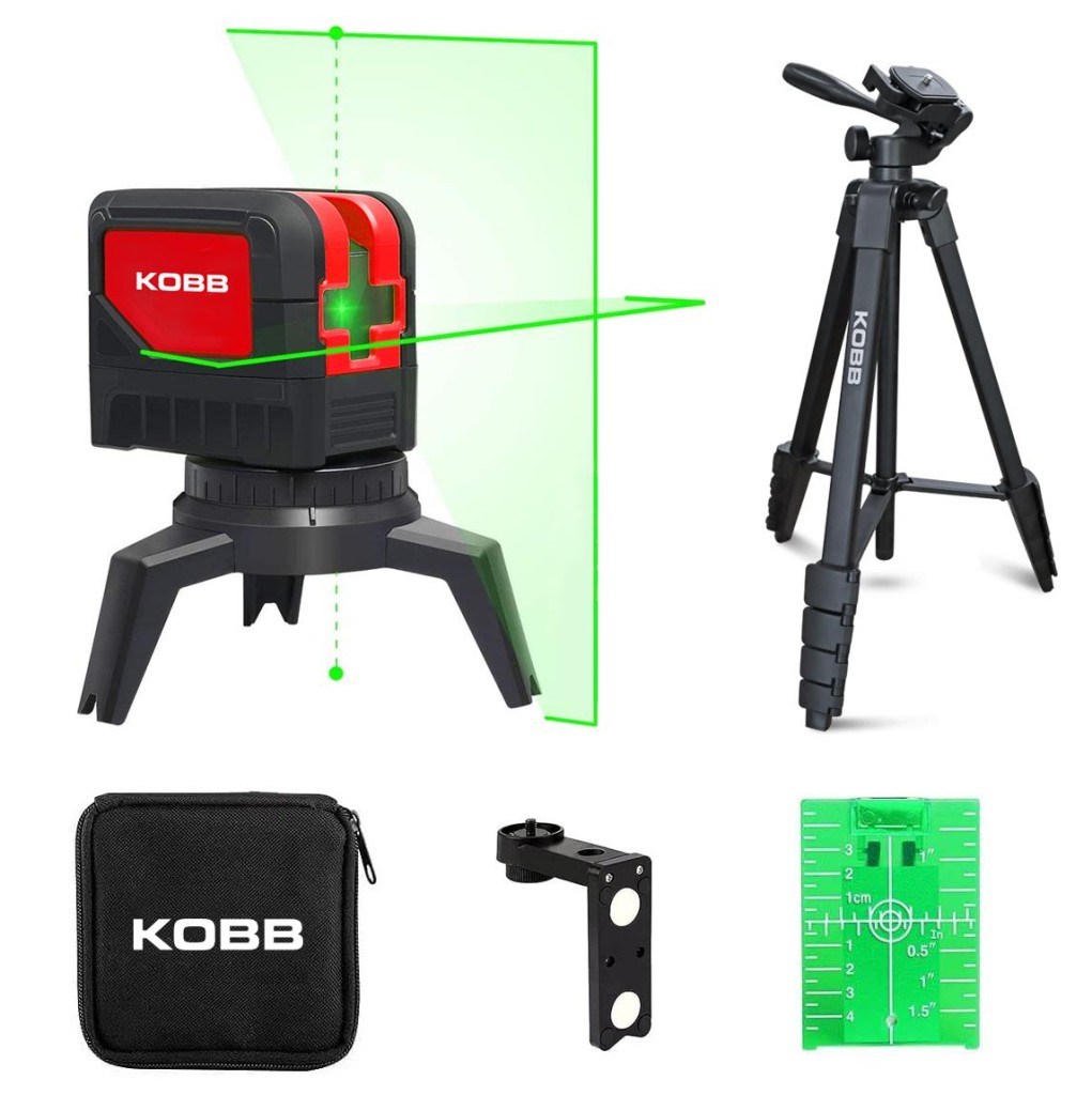 KOBB KBL92GTP 30 Metre Profesyonel Yatay ve Dikey Otomatik Hizalamalı Yeşil Çapraz Çizgi Lazer, 2 Noktalı Şakül Lazer Distomat + Mini Tripod + Tripod fiyatı