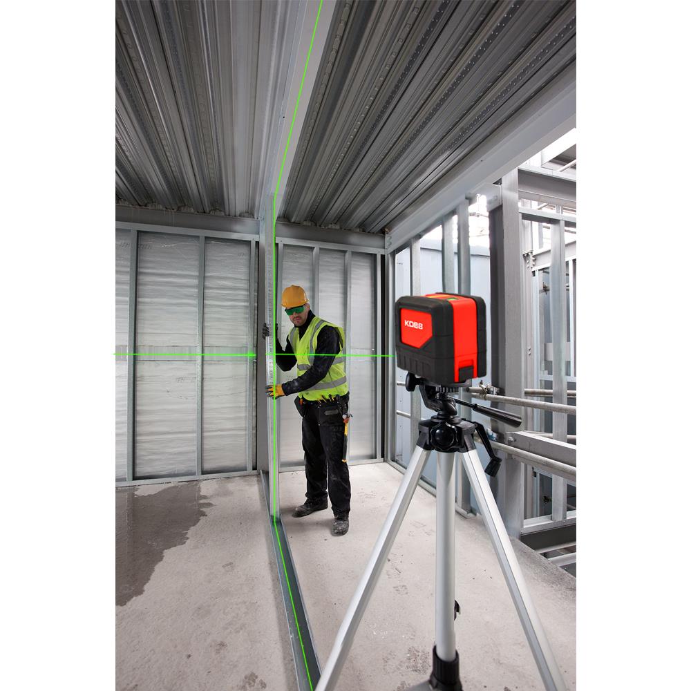KOBB KBL92GTP 30 Metre Profesyonel Yatay ve Dikey Otomatik Hizalamalı Yeşil Çapraz Çizgi Lazer, 2 Noktalı Şakül Lazer Distomat + Mini Tripod + Tripod ne işe yarar
