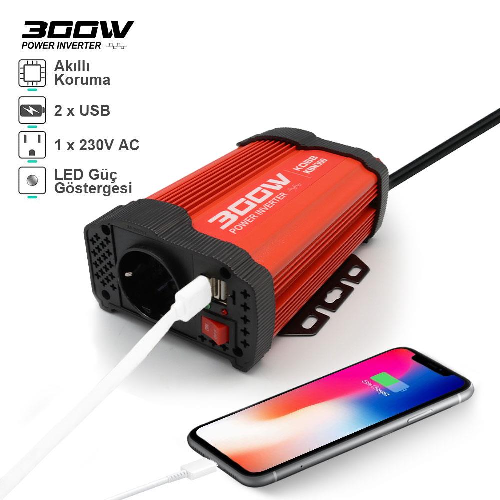KOBB KBN300 12V/220V 300Watt Modifiye Sinüs Dönüştürücü İnvertör nasıl kullanılır