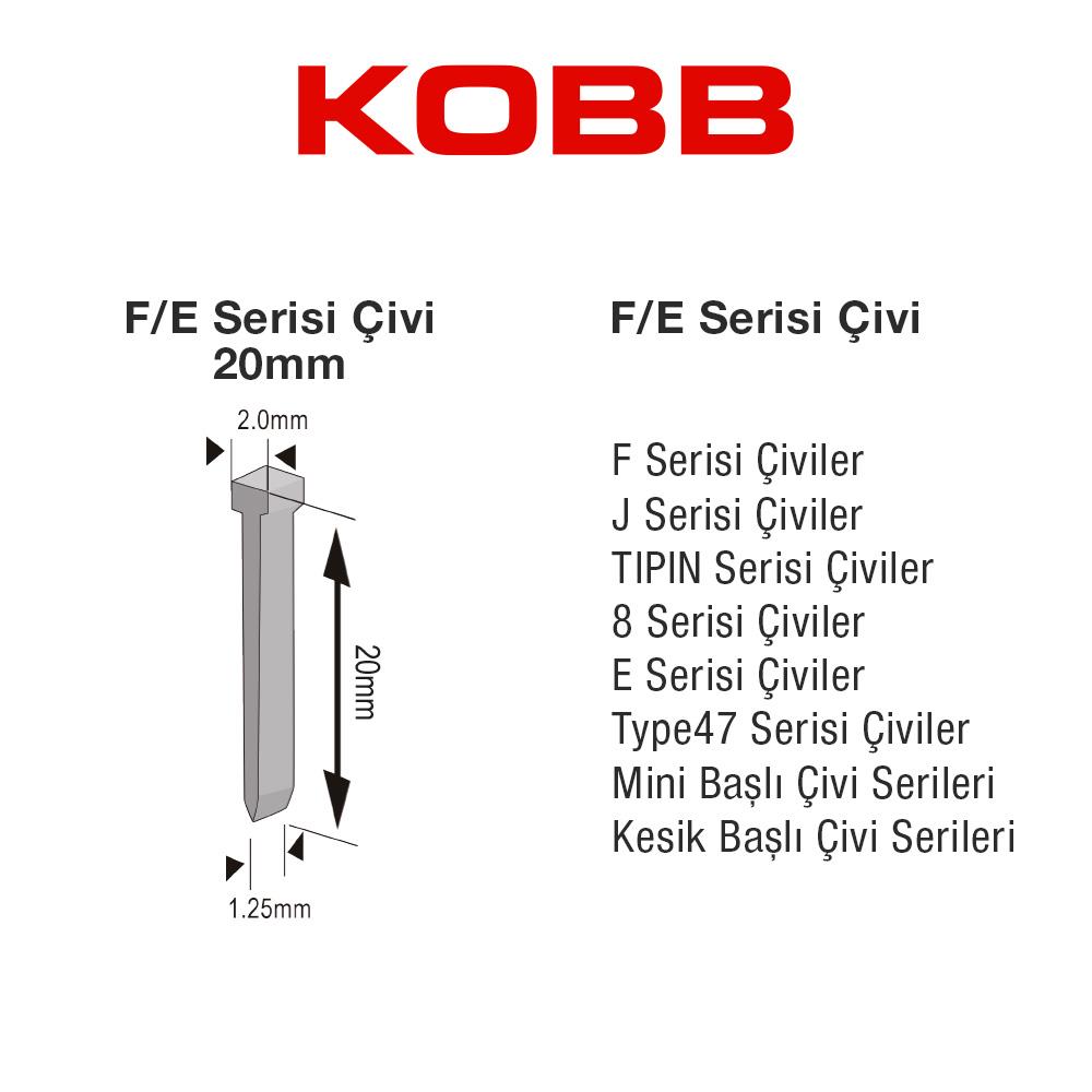 KOBB KBZ20F 20mm 2500 Adet F/E/J/8 Serisi Ağır Hizmet Tipi Kesik Başlı Çivi ne işe yarar