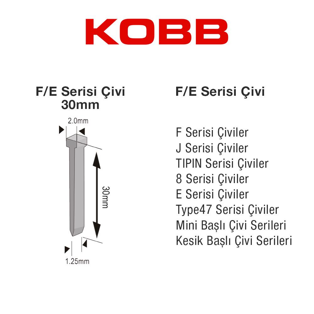 KOBB KBZ30F 30mm 2500 Adet F/E/J/8 Serisi Ağır Hizmet Tipi Kesik Başlı Çivi ne işe yarar