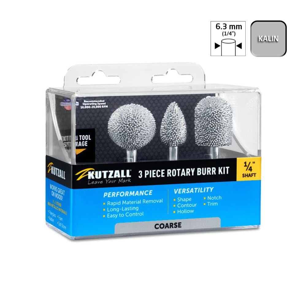 Kutzall 14CKIT01 Kalın Diş Ahşap Törpü Seti 3 Parça (Sap: 6.3mm) fiyatı