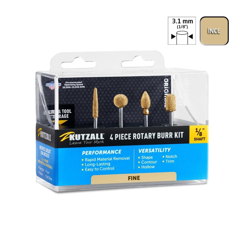 Kutzall 18FKIT01 İnce Diş Ahşap Törpü Seti 4 Parça (Sap: 3.1mm) fiyatı