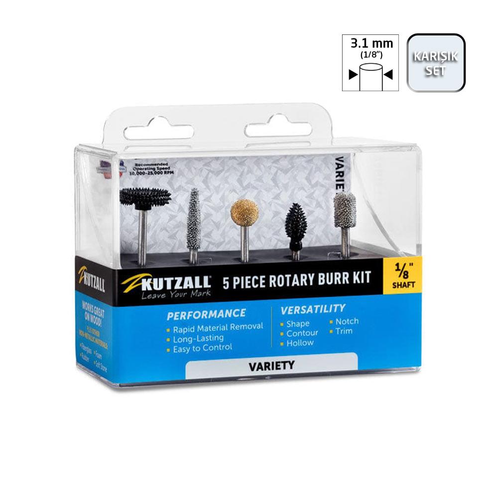 Kutzall 18VKIT01 Karışık Ahşap Törpü Seti 5 Parça (Sap: 3.1mm) fiyatı