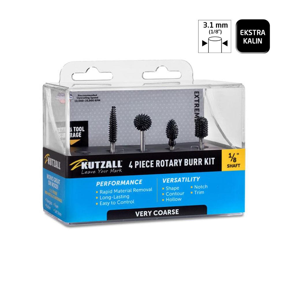 Kutzall 18XKIT01 Ekstra Kalın Diş Ahşap Törpü Seti 4 Parça (Sap: 3.1mm) fiyatı