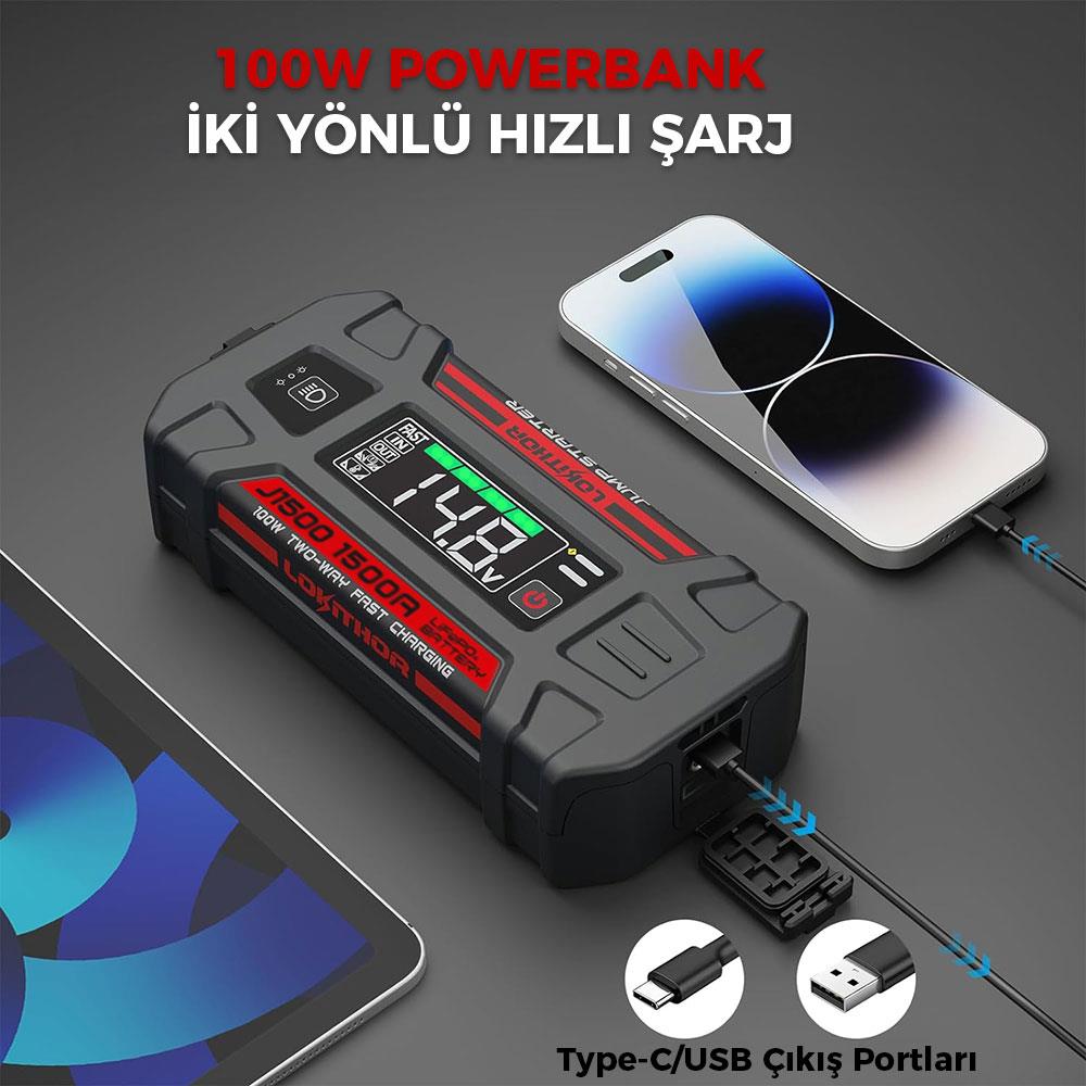 Lokithor J1500 12V 1500Amp LiFePO4 Akıllı Akü Takviye + Powerbank + Led Lamba nereden bulurum