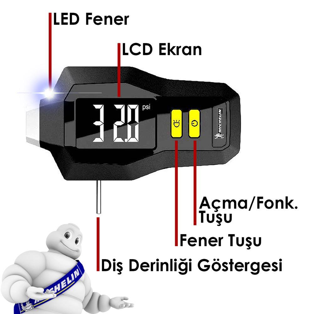 Michelin MC12293 99PSI Dijital Lastik Basınç ve Derinlik Ölçer ne işe yarar