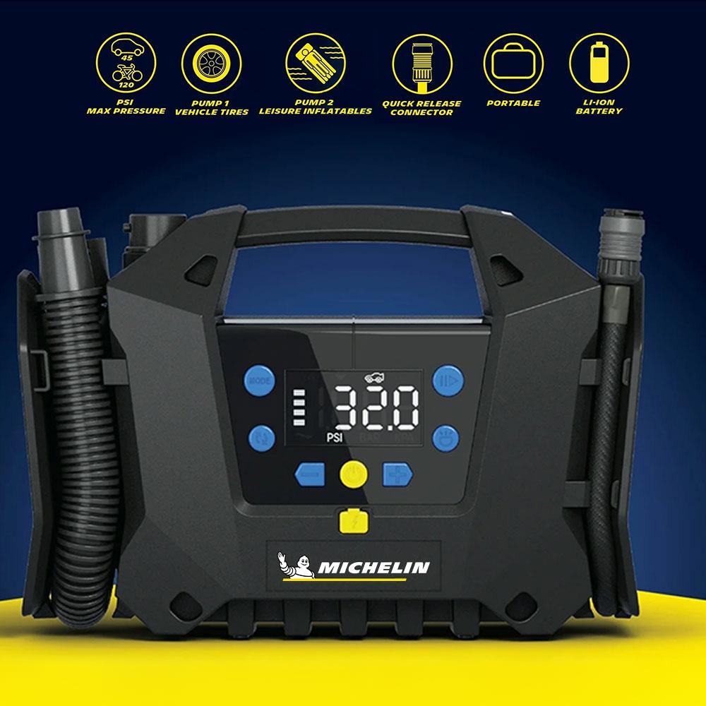 Michelin MC34259 11.1Volt/2.5Ah.120PSI Ayarlanabilir Dijital Basınç Göstergeli Şarjlı Lastik&Yatak Şişirme Pompası ne işe yarar