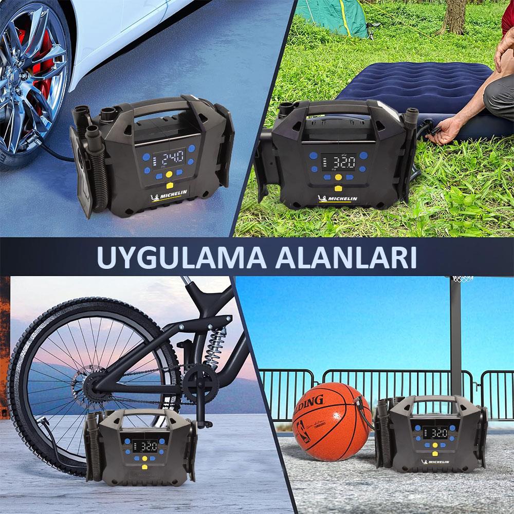 Michelin MC34259 11.1Volt/2.5Ah.120PSI Ayarlanabilir Dijital Basınç Göstergeli Şarjlı Lastik&Yatak Şişirme Pompası nasıl kullanılır