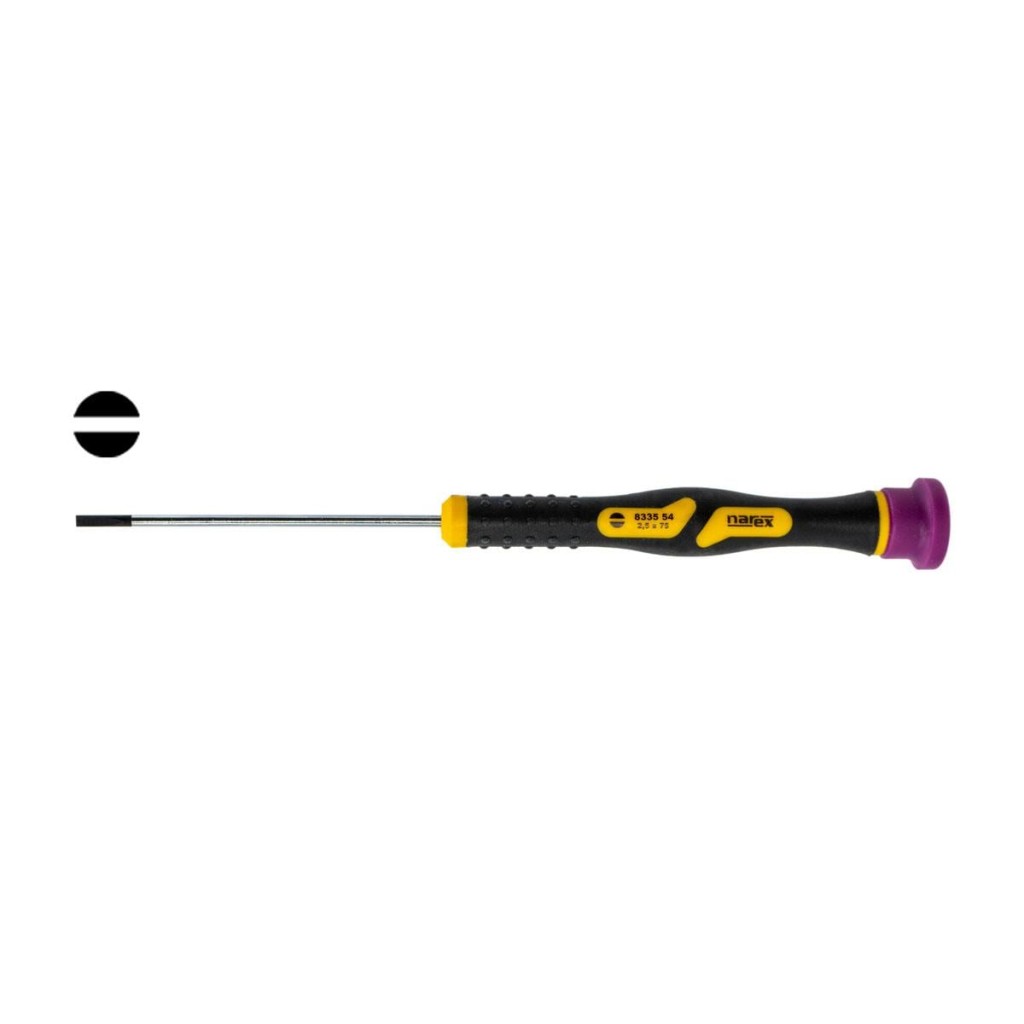 Narex 833554 Elektronikçi Tip Klemens Düz Uçlu Tornavida 2.5x75 mm fiyatı