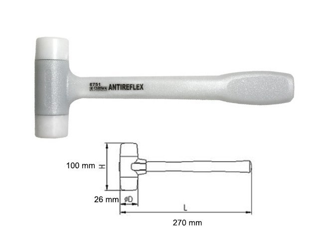 NAREX 875151 Antireflex Geri Tepmesiz Plastik Çekiç 270 mm ne işe yarar