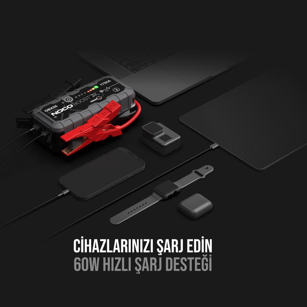 NOCO GBX55 12V 1750Amp Ultrasafe Lityum Akü Takviye + Powerbank + Led Lamba ne işe yarar