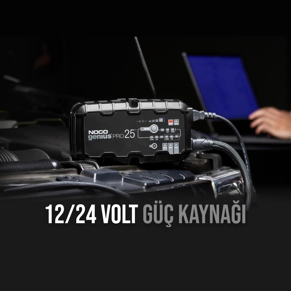 NOCO GENIUSPRO25 6V/12V/24V 1000A Akıllı Akü Şarj ve Akü Bakım/Desülfatör/Power Supply nasıl kullanılır