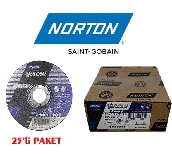 NORTON 115x1.2 mm VULCAN Plus Kesme Taşı 25'li Paket fiyatı