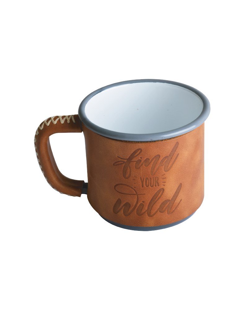 NURGAZ Campout Deri Kaplı Emaye Kupa Gri (NG C032) fiyatı