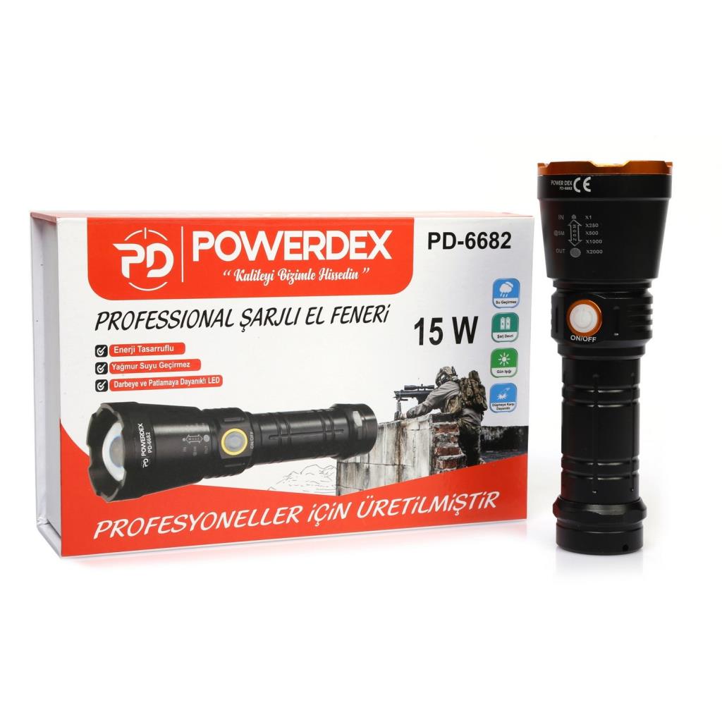 POWERDEX Profesyonel Şarjlı El Feneri 15 Watt (PD-6682) ne işe yarar