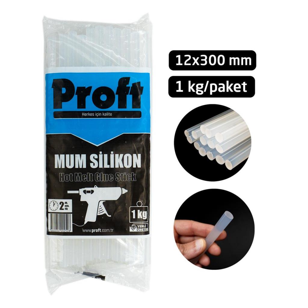 Proft Mum Silikon Şeffaf Kalın 12x300 mm (1 Kglık Paket) fiyatı