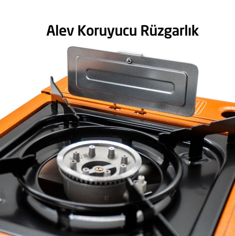 Rox Camping 0189 Tekli Portatif Kamp Ocak - Turuncu, Rüzgarlıklı, Ekstra Gaz Girişli ne işe yarar