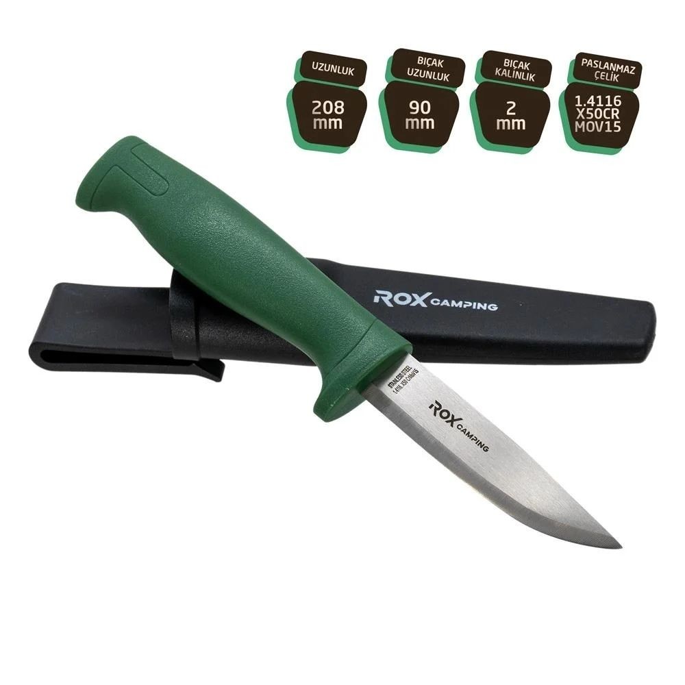 Rox Camping Bushcraft Eco Paslanmaz Çelik Kamp Bıçağı (Yeşil) fiyatı