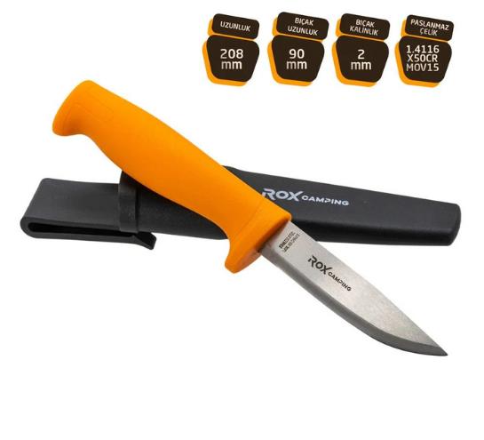 Rox Camping 0320 Bushcraft Eco Paslanmaz Çelik Kamp Bıçağı (Turuncu) fiyatı