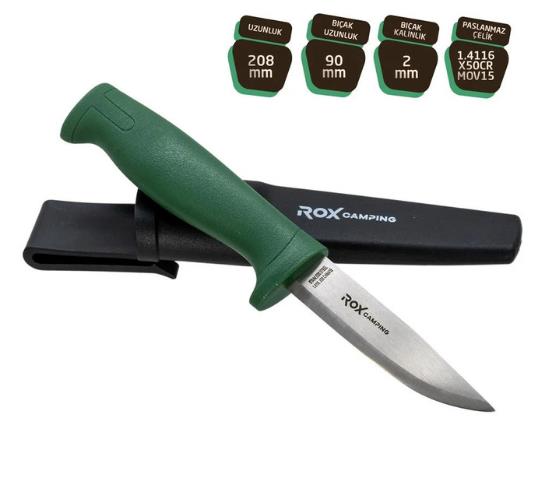 Rox Camping 0319 Bushcraft Eco Paslanmaz Çelik Kamp Bıçağı (Yeşil) fiyatı