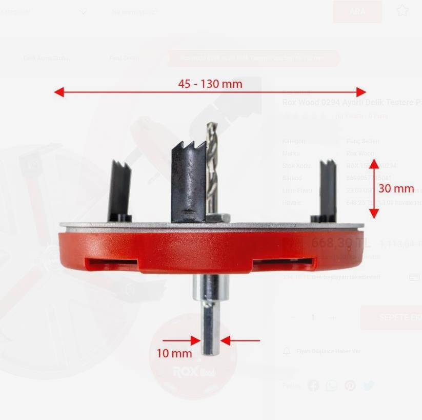 Rox Wood 0294 Ayarlı Delik Testere Panç Seti 45-130 mm ne işe yarar