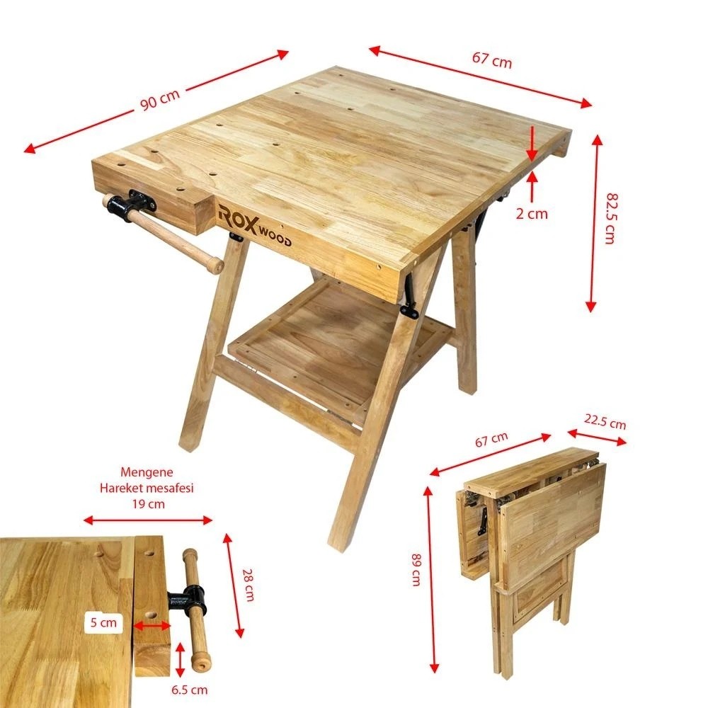Rox Wood 0338 Mengeneli Katlanır Ahşap Marangoz Çalışma Tezgahı nasıl kullanılır